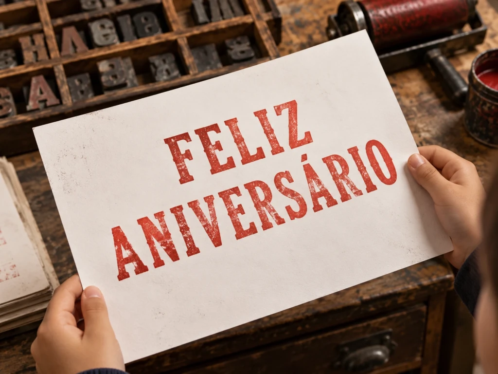 Impressão de uma mensagem de feliz aniversário
