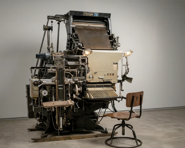 Máquina Linotype em exposição no Museu Nacional da Imprensa